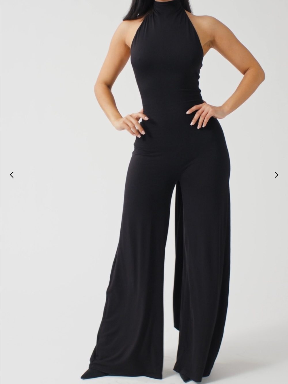 naked wardrobe Black Halter-Neck Wide-Leg Jumpsuit
